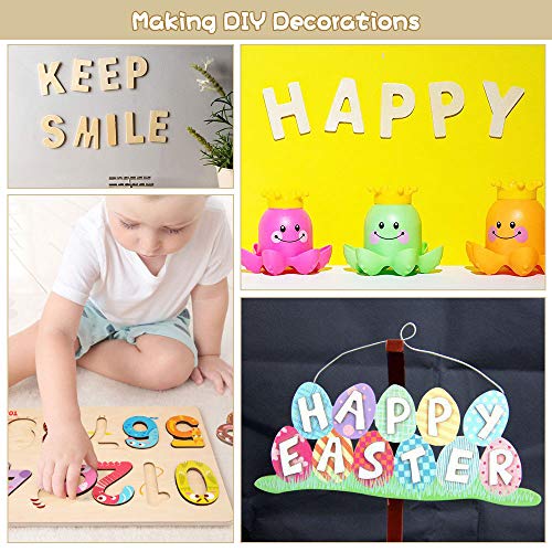 FAVENGO 216 Pcs Letras Mayúsculas Madera y Numero de Madera Letras de Madera Decorativas y Numero del 0 al 9 Letras Mayúsculas 26 Alfabeto Madera para Decorar Enseñar Niños Manualidades con Bandeja