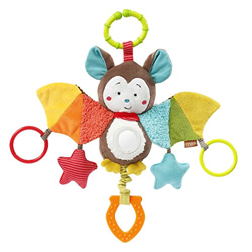 Fehn Activity Bat juguete colgantes para bebé - Juguetes colgantes para bebé (Multicolor, Asiento de bebé para coche, Cochecito/carrito de bebé, Niño/niña, De plástico, Lavado de manos, 250 mm)