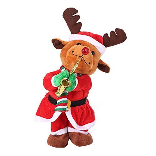 Feixing Encantador juguete eléctrico de Navidad cantando baile muñeca de peluche adorno de escritorio novedad para niños