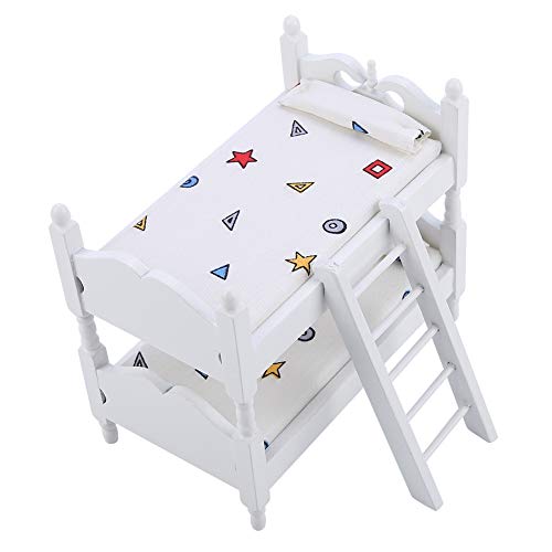 Felenny Literas para Muñecas Casa de Juguetes Mini Muebles de Doble Capa Modelo de Dormitorio para Niños Accesorios de Juguete Adecuados para Casa de Muñecas 1/12