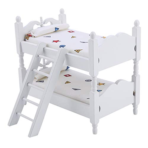 Felenny Literas para Muñecas Casa de Juguetes Mini Muebles de Doble Capa Modelo de Dormitorio para Niños Accesorios de Juguete Adecuados para Casa de Muñecas 1/12