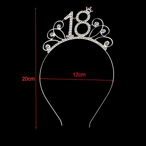 Feliz 18 Cumpleaños Banda Oro Rosa Corona Cumpleaños 18 Años Sash 18th Diadema Tiara Cristal Cumpleaños Faja de Satén Cumpleaños Decoración Accesorios Regalos Kit para Cumpleaños