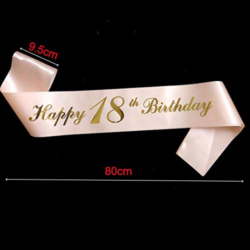 Feliz 18 Cumpleaños Banda Oro Rosa Corona Cumpleaños 18 Años Sash 18th Diadema Tiara Cristal Cumpleaños Faja de Satén Cumpleaños Decoración Accesorios Regalos Kit para Cumpleaños