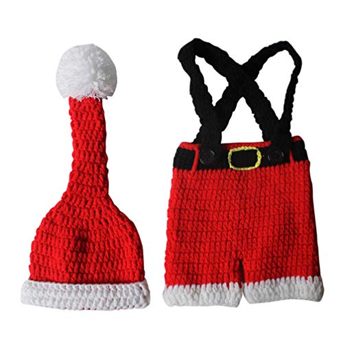 FENICAL accesorios de fotografía de recién nacidos de navidad bebé foto crochet gorro de punto pantalones