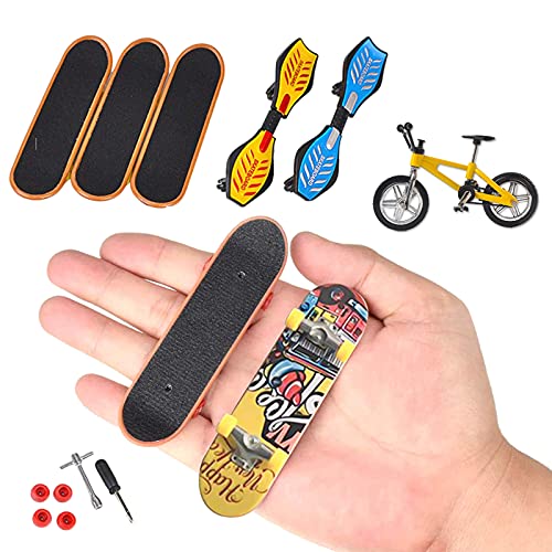 fenihooy Bicicletas de Dedo, Mini Juguetes de Dedos Kit de Skate Park Juguetes de Dedos monopatín de Dedo para Scooter Fiestas Regalos de cumpleaños con 9 Piezas reemplazables Accesorios Regalos