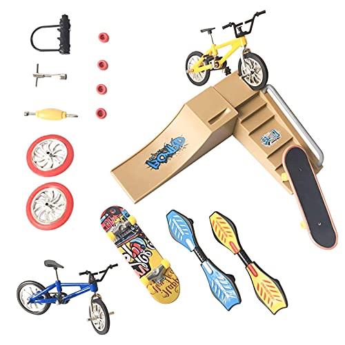 fenihooy Bicicletas de Dedo, Mini Juguetes de Dedos Kit de Skate Park Juguetes de Dedos monopatín de Dedo para Scooter Fiestas Regalos de cumpleaños con 9 Piezas reemplazables Accesorios Regalos