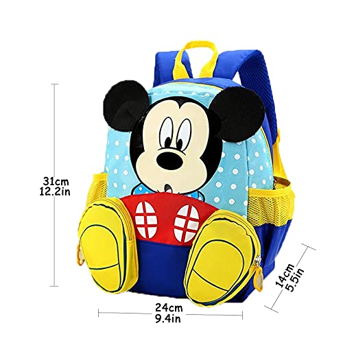 FGen Mochila Mickey,Mochila Mickey Mouse Infantil ,Mochila Infantil,Mochila de Gran Capacidad, para la Guarderia, Niña ,Niño (Azul)