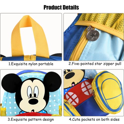 FGen Mochila Mickey,Mochila Mickey Mouse Infantil ,Mochila Infantil,Mochila de Gran Capacidad, para la Guarderia, Niña ,Niño (Azul)