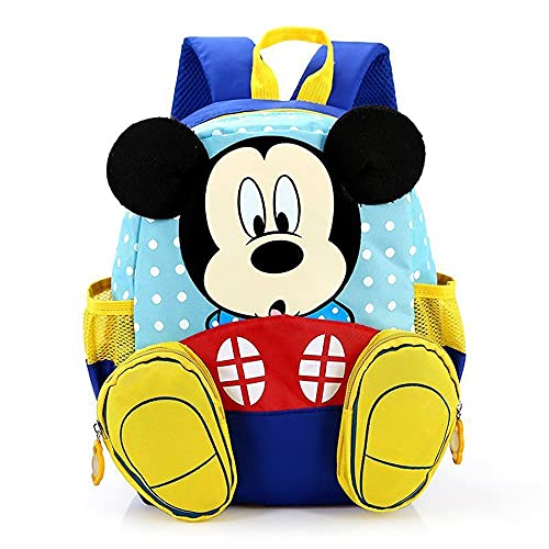 FGen Mochila Mickey,Mochila Mickey Mouse Infantil ,Mochila Infantil,Mochila de Gran Capacidad, para la Guarderia, Niña ,Niño (Azul)