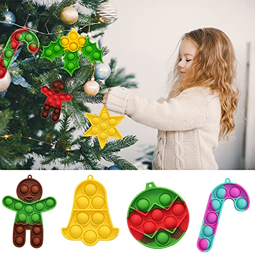 Fidget Toy,9Pcs Juego De Juguetes Sensoriales,Simple Dimple Fidget Toy Mini Pop Bubble Squeeze Toy,Colgante De árbol De Navidad Colgante De Mochila,Stress Reliever Squeeze Toys Para Niños Adultos (B)