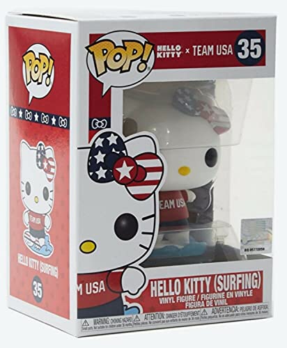 Figura de acción de Hello Kitty Surfing Pop #35 Pop Sports Team USA (con protector EcoTek Pop y tarjeta de arte adicional)