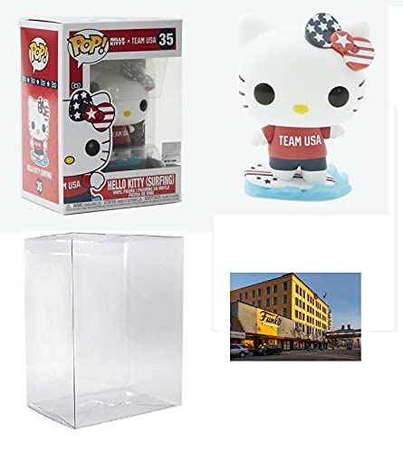 Figura de acción de Hello Kitty Surfing Pop #35 Pop Sports Team USA (con protector EcoTek Pop y tarjeta de arte adicional)