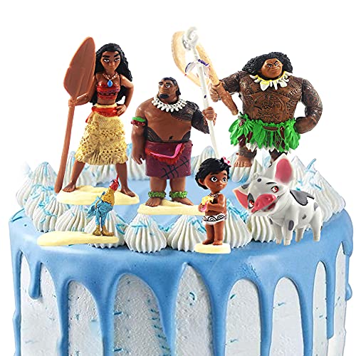 Figura De Moana Maui, Hilloly 6 Piezas Muñecas Moana Maui, Decoraciones Para Tartas De Moana Maui, Decoración Para Niños Regalo De Cumpleaños