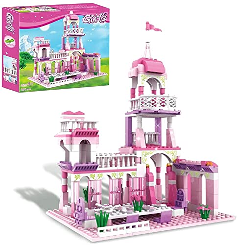 Filles Château Ensembles de Construction Rose Palais Briques Princesse Jouets Filles Blocs de Construction Cadeau De Noël pour Enfants 6-12 Ans 254 pcs