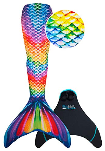 Fin Fun RTLX-RRF-AL-MF - Aletas de Sirena (Talla L / 48-50, para Adultos, Rainbow Reef), Multicolor