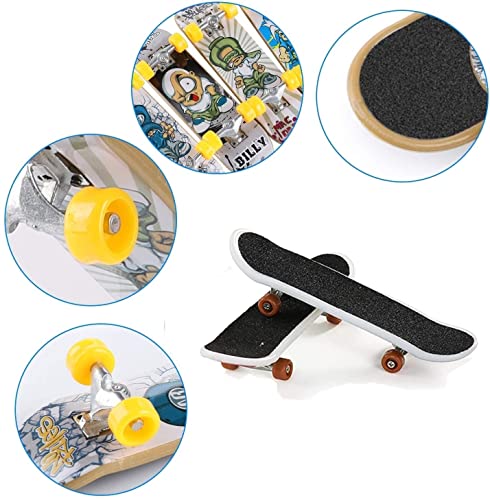 Finger Skate Board, 4 Piezas Mini Patinetas de Dedo Profesionales Fingerboards Tablero Engrosado Mini Diapasón Juguete Skatepark Regalo Creativo de Juegos Deportivos para Niños