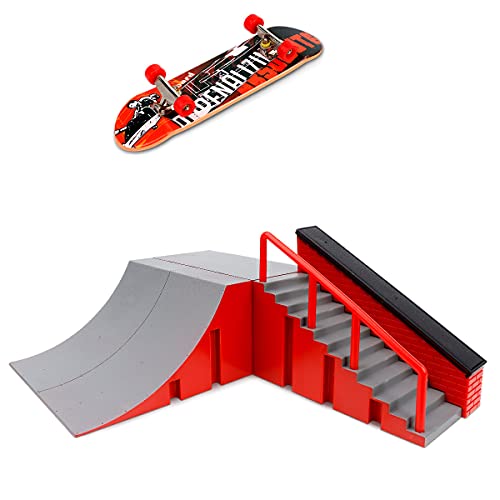 Finger Skateboard Rampas, CS COSDDI 4PCS Mini Pista Monopatines Dedos Juguetes Fingerboard Park Kit de Rampa Patinetas Dedos DIY Accesorios Juegos de Rampas para Niños, Estilo B