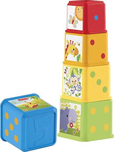 Fisher-Price - Bloques Infantiles, Juguete Bloques Construcción para Bebé +6 Meses (Mattel FFC84) + Bloques apila y descubre, Juguete bebé (Mattel CDC52)