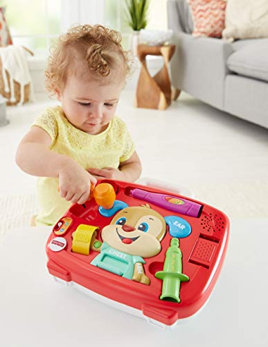 Fisher-Price FTH19 Laugh and Learn - Kit de chequeo de Cachorro, Juego de rol de los médicos para niños Hablando, Apto para niños de 18 Meses más