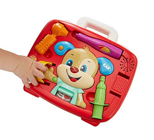 Fisher-Price FTH19 Laugh and Learn - Kit de chequeo de Cachorro, Juego de rol de los médicos para niños Hablando, Apto para niños de 18 Meses más