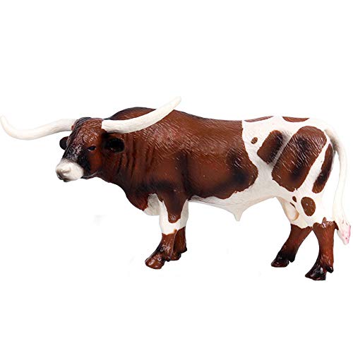 FLORMOON Vacas de Cuernos Largos Figurines Realistic Juguete de Toro Animal Figure Early Educational Toys Science Project Christmas Birthday Gift for Kids