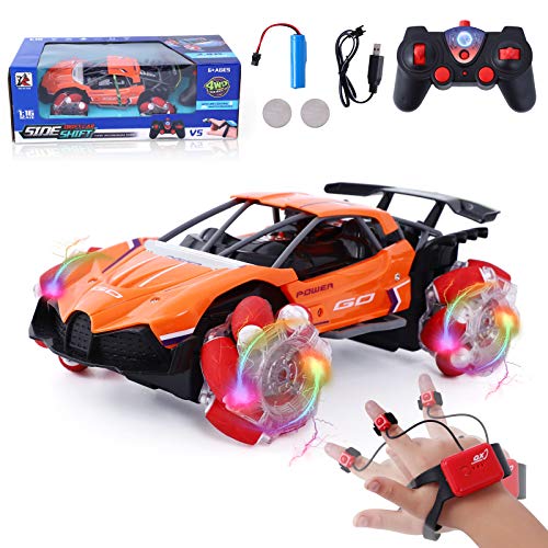 FORMIZON Coche Teledirigido, RC Stunt Car, Juguete Stunt Car, Coche Teledirigido Recargable, Coches Stunt RC Juguetes Racing Car para Niños (Naranja)