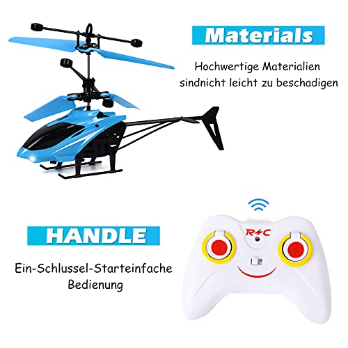 FORMIZON Helicóptero RC, Mini Helicóptero de Control Remoto con Luces LED, Despegue/Aterrizaje con un Botón Helicóptero Teledirigido para Interior y Exterior, Juguete de Regalo para Niños (Azul)