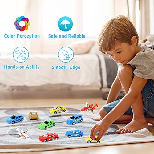 FORMIZON Tire hacia Atrás Coches, Mini Die Cast Set de Coches de Juguete, Coche de Carreras, Avión de Juguete, Juguete Coches para Niños Pequeños, Juguetes Vehículos Fricción, para Niños de 1-6 Años