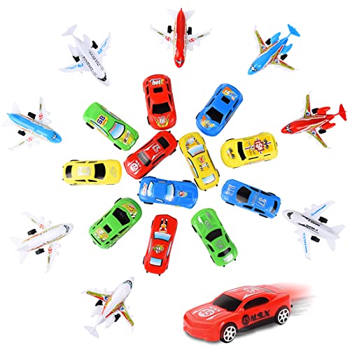 FORMIZON Tire hacia Atrás Coches, Mini Die Cast Set de Coches de Juguete, Coche de Carreras, Avión de Juguete, Juguete Coches para Niños Pequeños, Juguetes Vehículos Fricción, para Niños de 1-6 Años