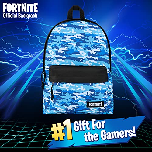 Fortnite Mochila Escolar Niño, Mochilas Escolares Juveniles, Bolsas Colegio para Niños Adolescentes, Producto Oficial Fornite (Camo Azul)