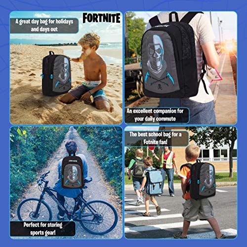 Fortnite Mochilas Escolares Juveniles, Mochila Escolar Estampado Fortnite Skull Trooper Para Niños, Mochila Negra Gran Capacidad Colegio