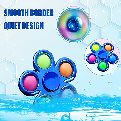 FOYOCER Bubble Pop Fidget Spinner Sensorial Fidget Toys Mirada de Metal Sensorial Fidget Juguetes Antiestrés para Niños Adultos (Azul+Dorado)