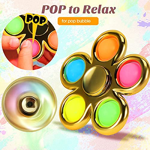 FOYOCER Bubble Pop Fidget Spinner Sensorial Fidget Toys Mirada de Metal Sensorial Fidget Juguetes Antiestrés para Niños Adultos (Azul+Dorado)