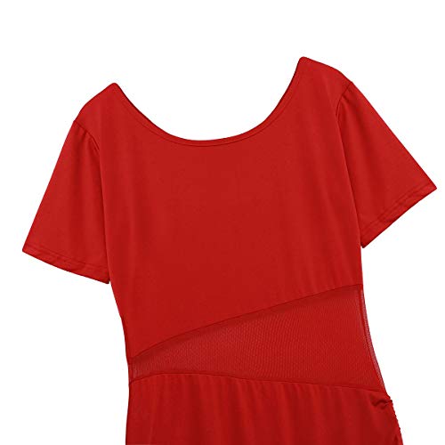 Freebily 4Pcs Vestido Irregular de Borlas para Niñas Danza Tango Latina Rumba Samba Salsa Baile de Salón Maillots Ballet Gimnasia Traje de Competición Baile Niñas Rojo 5-6 años