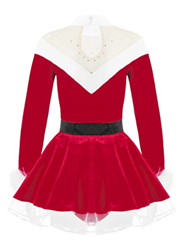 Freebily Disfraz de Navidad para Niña Vestido Terciopelo de Mamá Noel Vestido Princesa Manga Larga Invierno Disfraz Fiesta Cosplay Carnaval Niña Rojo 15-16 años