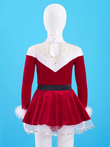 Freebily Disfraz de Navidad para Niña Vestido Terciopelo de Mamá Noel Vestido Princesa Manga Larga Invierno Disfraz Fiesta Cosplay Carnaval Niña Rojo 15-16 años