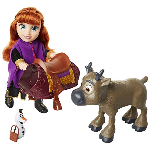 Frozen 2- Disney Muñeca Princesa Anna con Figuras de Olaf y el Reno Sven de Frozen II Set, Color replicas de la película, Talla Única (Glop Games 207164)