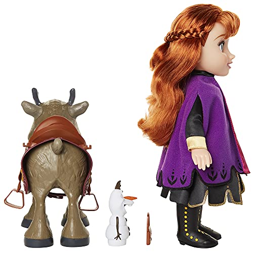 Frozen 2- Disney Muñeca Princesa Anna con Figuras de Olaf y el Reno Sven de Frozen II Set, Color replicas de la película, Talla Única (Glop Games 207164)