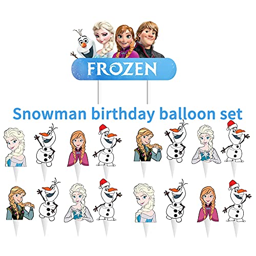 Frozen Fiesta Cumpleaños Decoración Hilloly 37Pcs Decoraciones de Cumpleaños para Niños Congelado Pancarta de Cumpleaños Baby Shower Decoraciones de Fondo Princesa Adornos Tartas Globo