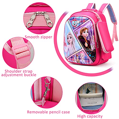 Frozen Mochila-Tomicy Mochila Escolar para Adolescentes Niñas, Impermeable Nailon Mochila con Estuche para Lápices, Mochila Rosado de Gran Capacidad, Multifunción Material Escolar para Niñas