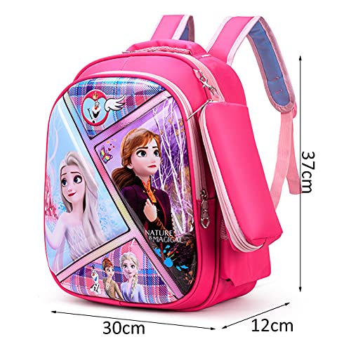 Frozen Mochila-Tomicy Mochila Escolar para Adolescentes Niñas, Impermeable Nailon Mochila con Estuche para Lápices, Mochila Rosado de Gran Capacidad, Multifunción Material Escolar para Niñas