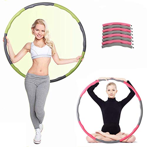 FSJD Aro ponderado, Ejercicio Desmontable Hula Hoop, Abdomen, pérdida de Peso, masajes, Hoola Hoops, para Adultos/niños/Principiantes ayudas de Fitness (Rosa Gris)