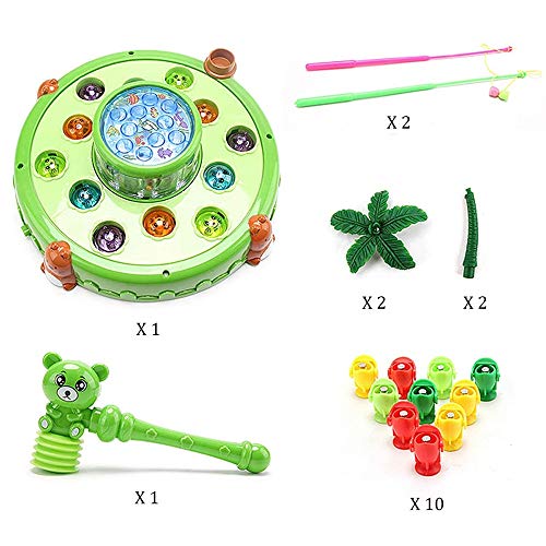 FUIKEING Juego Interactivo 2 en 1 Whack una Mole y Juguete de Pesca MagnéTico para NiiOs PequeeOs: Juguete para el Desarrollo Temprano de Aprendizaje -Regalo Divertido