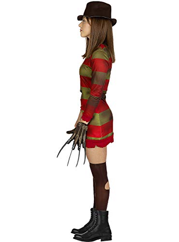 Funidelia | Disfraz de Freddy Krueger - Pesadilla en ELM Street Oficial para Mujer Talla S ▶ Freddy, Películas de Miedo, Pesadilla en ELM Street, Terror - Color: Rojo - Licencia: 100% Oficial