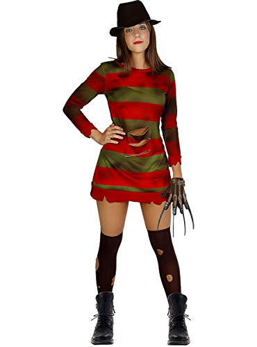 Funidelia | Disfraz de Freddy Krueger - Pesadilla en ELM Street Oficial para Mujer Talla S ▶ Freddy, Películas de Miedo, Pesadilla en ELM Street, Terror - Color: Rojo - Licencia: 100% Oficial