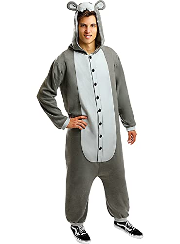 Funidelia | Disfraz de hipopótamo Onesie para Hombre y Mujer Talla M ▶ Animales - Color: Gris / Plateado - Divertidos Disfraces y complementos para Carnaval y Halloween