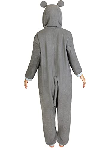 Funidelia | Disfraz de hipopótamo Onesie para Hombre y Mujer Talla M ▶ Animales - Color: Gris / Plateado - Divertidos Disfraces y complementos para Carnaval y Halloween