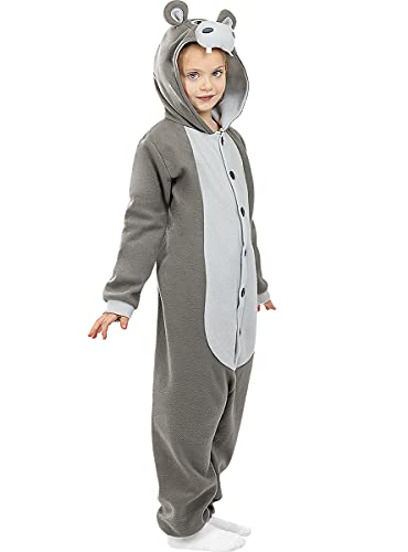 Funidelia | Disfraz de hipopótamo Onesie para niño y niña Talla 10-12 años ▶ Animales - Color: Gris / Plateado - Divertidos Disfraces y complementos para Carnaval y Halloween