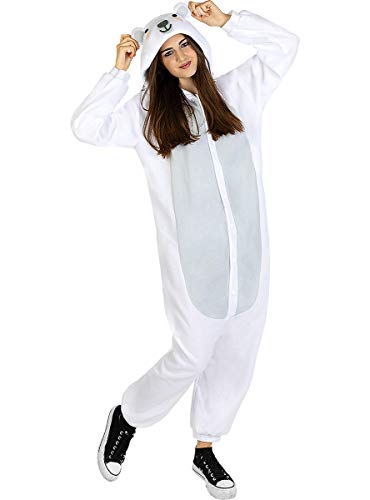 Funidelia | Disfraz de Oso Polar Onesie para Hombre y Mujer Talla M ▶ Animales, Oso - Color: Blanco - Divertidos Disfraces y complementos para Carnaval y Halloween