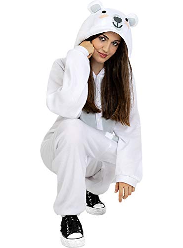 Funidelia | Disfraz de Oso Polar Onesie para Hombre y Mujer Talla M ▶ Animales, Oso - Color: Blanco - Divertidos Disfraces y complementos para Carnaval y Halloween